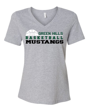 Green Basketball Design 3 V-neck T-shirt