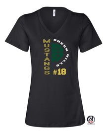 Green Basketball Design 4 V-neck T-shirt