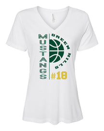 Green Basketball Design 4 V-neck T-shirt