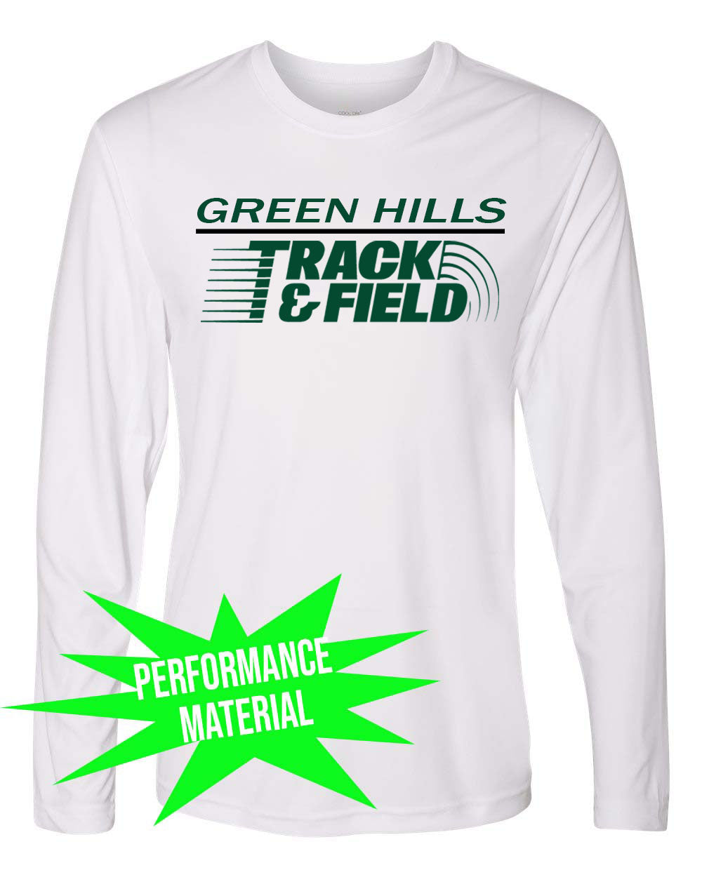 Green Hills Track Performance Material Design 2 Long Sleeve Shirt
