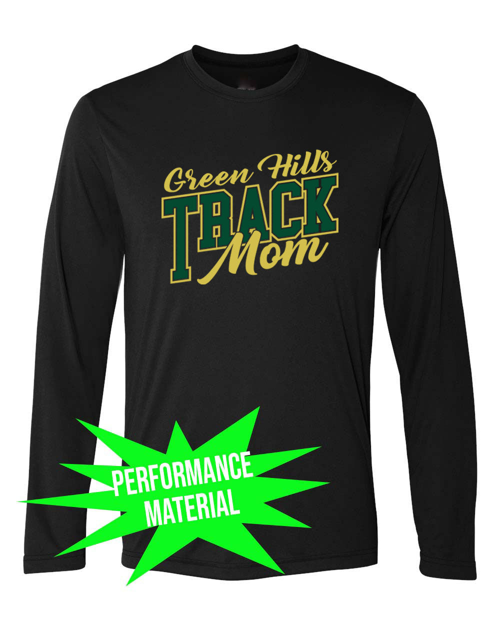 Green Hills Track Performance Material Design 5 Long Sleeve Shirt