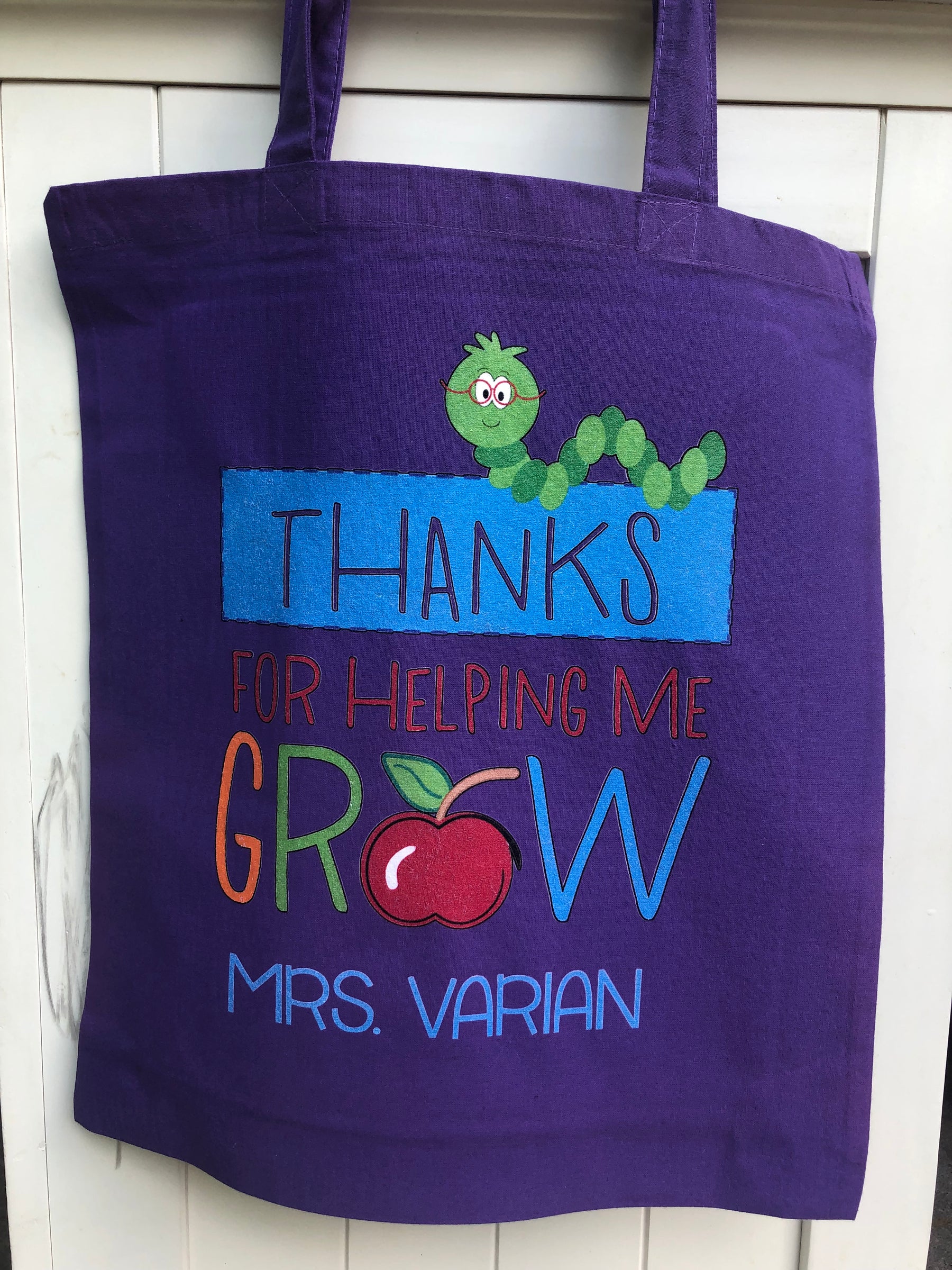Thanks for helping me grow, Teacher tote bag